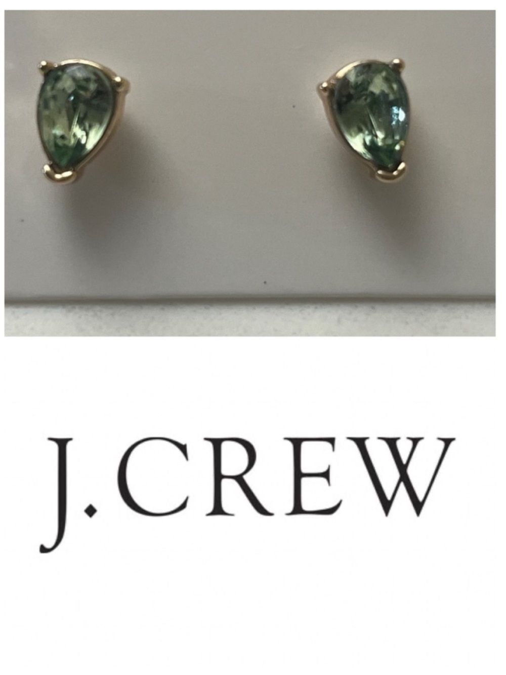 J. Crew Green Crystal Teardrop Earrings